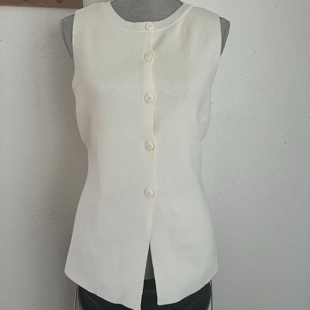 ASOS White Sleeveless Button Tank Top